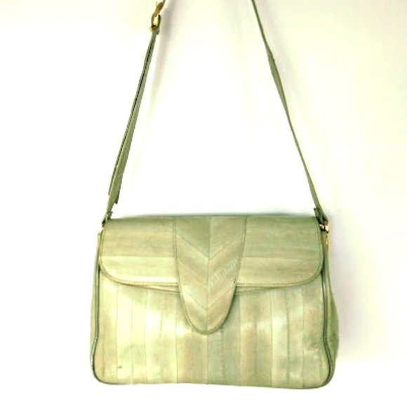 Korean Handmade Light Grey Eel Skin Crossbody - Picture 4 of 15